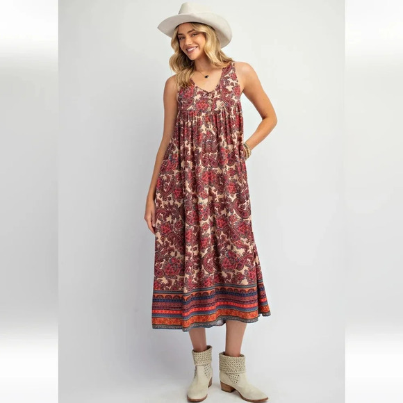 Easel Boho Print Jumpsuit Romper New - Picture 3 of 5